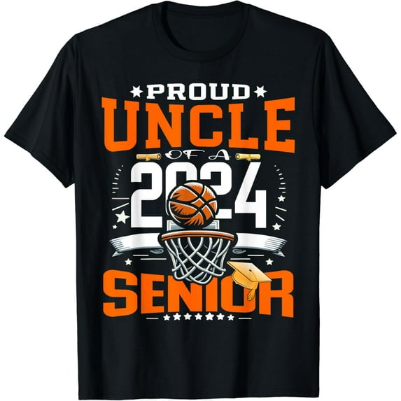 Proud Uncle Of A 2024 Senior Basketball Graduate Grad 2024 T-Shirt