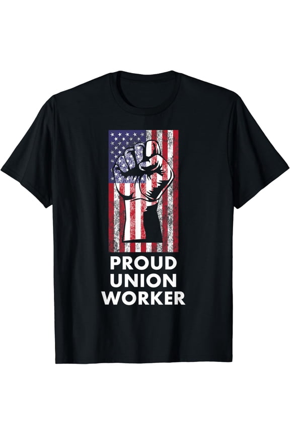 Proud Union Worker USA Flag T-Shirt Labor Union Member