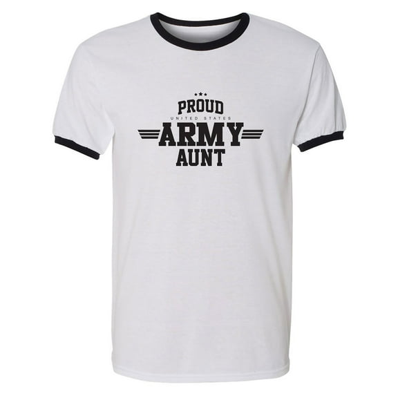 Proud United States Army AUNT Adult Short Sleeve Ringer T-shirt