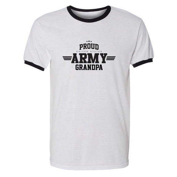 Proud United States Army GRANDPA Adult Short Sleeve Ringer T-shirt