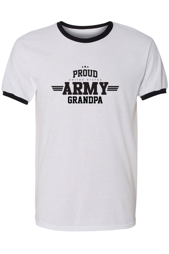 Proud United States Army GRANDPA Adult Short Sleeve Ringer T-shirt