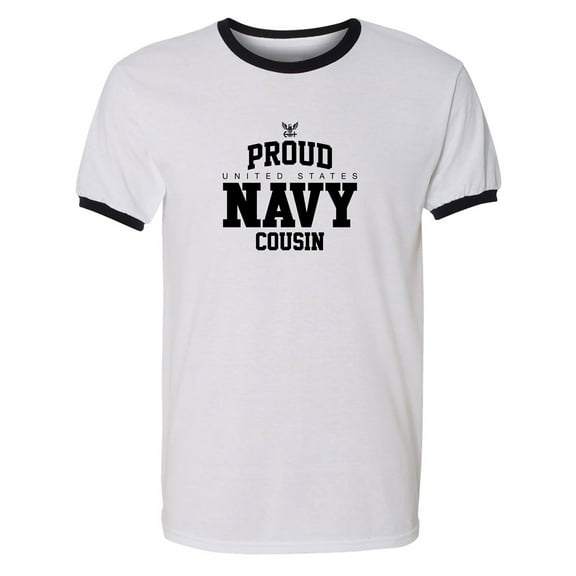 Proud United States Navy COUSIN Adult Short Sleeve Ringer T-shirt