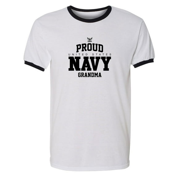 Proud United States Navy GRANDMA Adult Short Sleeve Ringer T-shirt