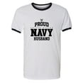 thumbnail image 1 of Proud United States Navy HUSBAND Adult Short Sleeve Ringer T-shirt, 1 of 3