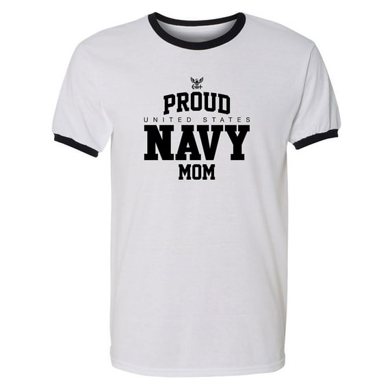 Proud United States Navy MOM Adult Short Sleeve Ringer T-shirt