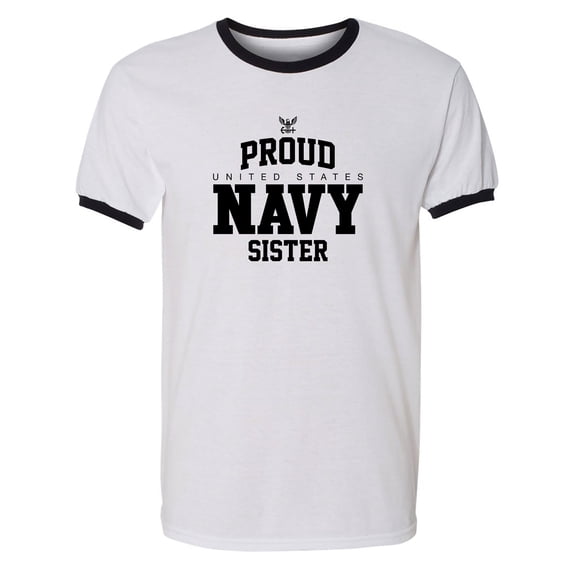Proud United States Navy SISTER Adult Short Sleeve Ringer T-shirt