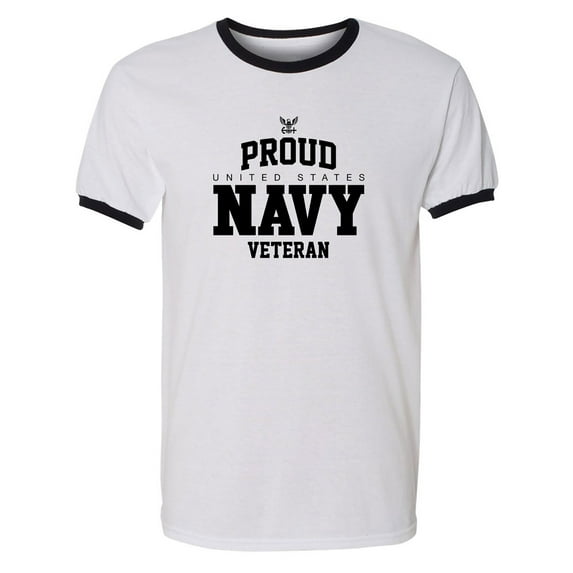 Proud United States Navy VETERAN Adult Short Sleeve Ringer T-shirt