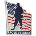 thumbnail image 1 of Proud Veteran American Flag Military Patriotic Enamel Lapel Pin, 1 of 6