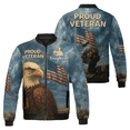 thumbnail image 1 of Proud Veteran Bomber Jacket – Bald Eagle & Soldier Military Memorial American Flag Patriotic Outerwear for Veterans and Military Supporters, 1 of 4