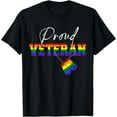 thumbnail image 1 of Proud Veteran Funny Pride LGBT Flag Matching Gay Lesbian T-Shirt, 1 of 3