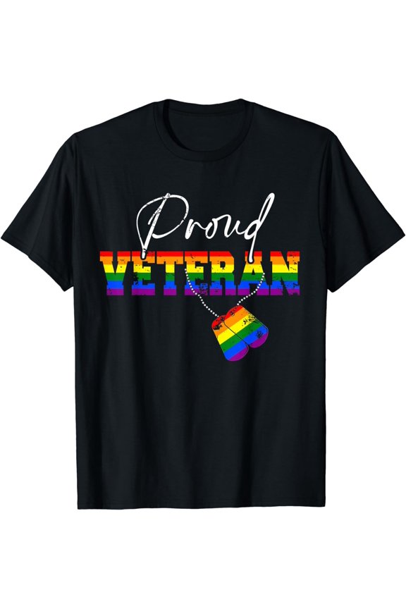Proud Veteran Funny Pride LGBT Flag Matching Gay Lesbian T-Shirt