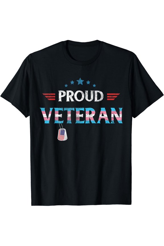 Proud Veteran Gay Pride Transgender Flag Trans Military Gift T-Shirt