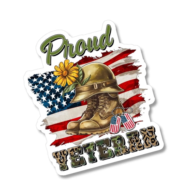 Proud Veteran Waterproof Sticker
