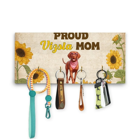 Proud Vizsla Mom Happy Mother's Day with Love Wood Key Holder Vizslas Dog Lover Gifts Idea Wall-mounted Key Rack Home Decor - 02003