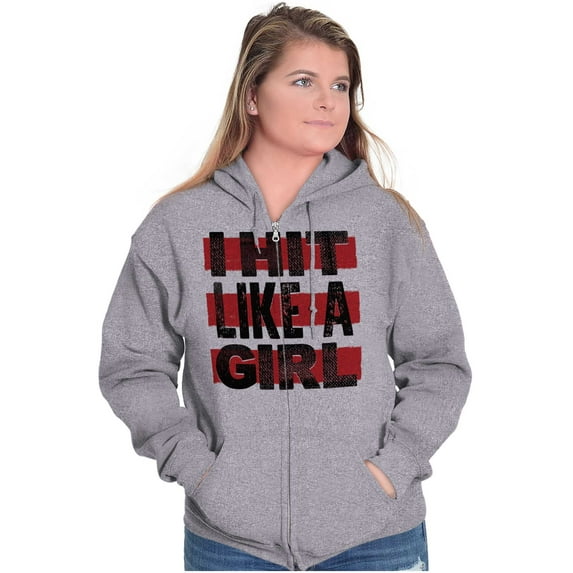 Proud Woman Martial Arts Fighter Womens Plus Size Graphic Zipper Hoodie Brisco Brands 3X