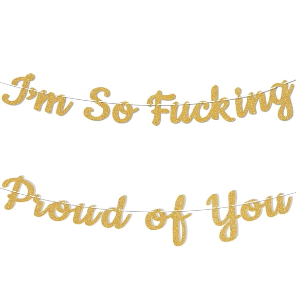 I'm So Proud of You Banner - 2024 Graduation Party Decorations, Congratulations Graduation Bunting Sign, Congrats Grad 2024 Graduation Party Decorations Gold Glitter