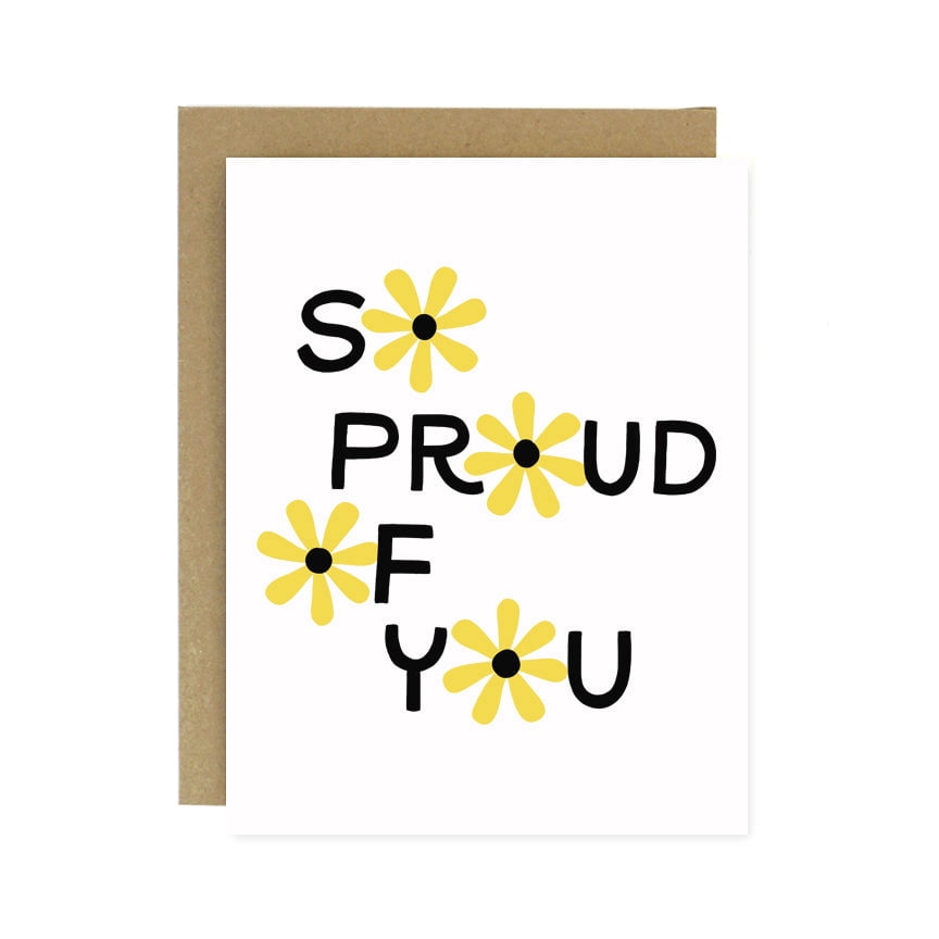 Proud Card So Proud of You Card – Cheerful Floral Design – Blank Inside, Envelope ...