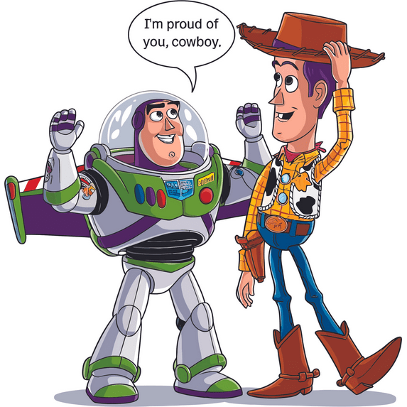 Yee-Haw! Bo Peep Slinky Dog I'm Proud of You Cowboy Adventurous Cartoon Buzz Lightyear and Woody Toy Story Holiday Gift Sticker Wall Stickers Art Decal Girls Boys Birthday - Size: 10 In(W) x 10 In(H)