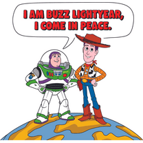 Wooody and Buzz Toy Story I Come in Peace Characters Kids Movie Holiday Gift Sticker Wall Stickers Art Decal Girls Boys Birthday - Size: 10 In(W) x 9 In(H)