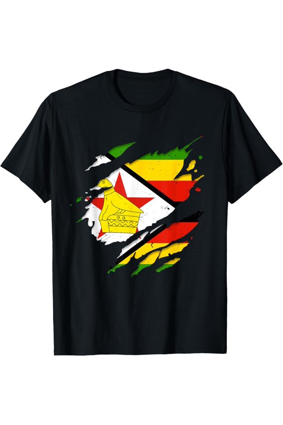 Proud Zimbabwean Shirts | Torn Ripped Zimbabwe Flag T-Shirt