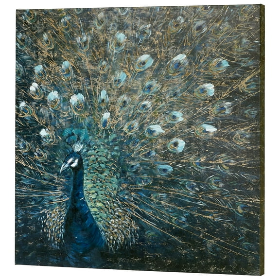 Proud as a Peacock Canvas Wall Art Blue One Size