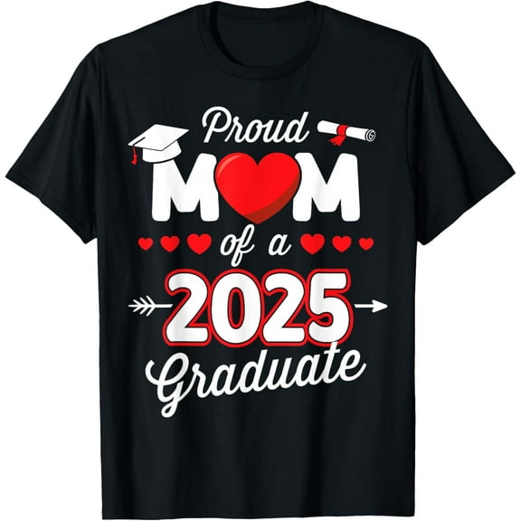 Proud mom of a class of 2025 graduate senior graduation T-Shirt100% cotton