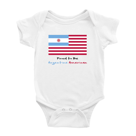 Proud to Be Argentine American Flag Baby Bodysuits Newborn Clothes (White, 6-12 Months)