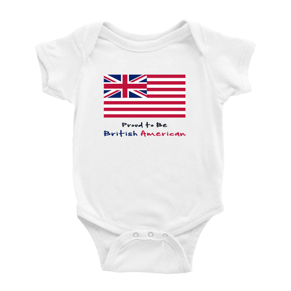 Proud to Be British American Flag Cute Baby Clothes (White, 18-24 Months)