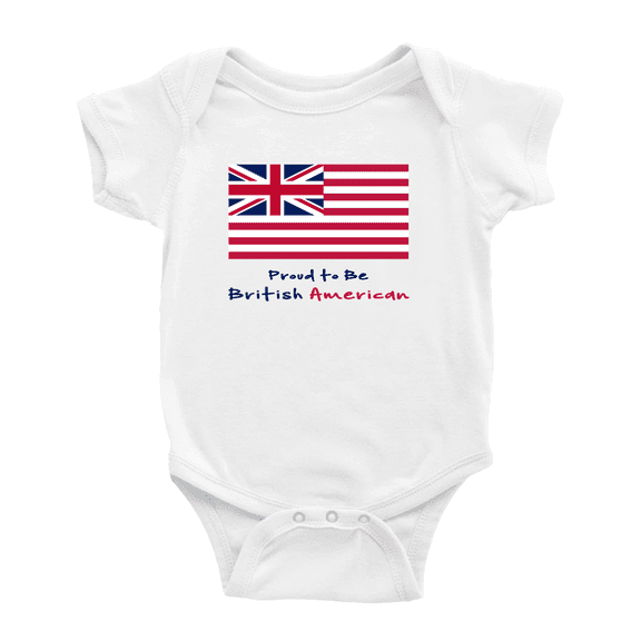 Proud to Be British American Flag Cute Baby Clothes (White, 3-6 Months)