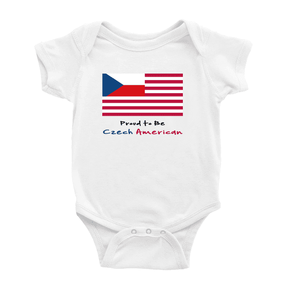 Proud to Be Czech American Flag Baby Bodysuits Newborn Clothes (White, 18-24 Months)