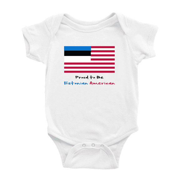 Proud to Be Estonian American Flag Cute Baby Romper Bodysuit For Boy Girl (White, 3-6 Months)