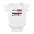 thumbnail image 1 of Proud to Be Finnish American Flag Baby Romper Bodysuit For Boy Girl (White, 3-6 Months), 1 of 5