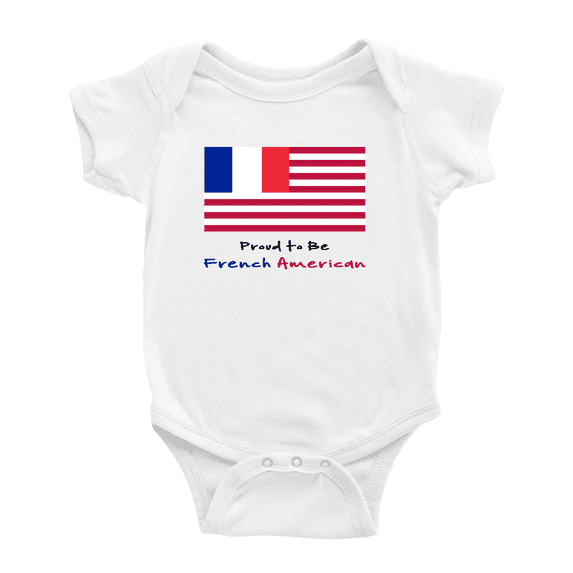 Proud to Be French American Flag Baby Bodysuit Newborn Clothes Outfits (White, 18-24 Months)