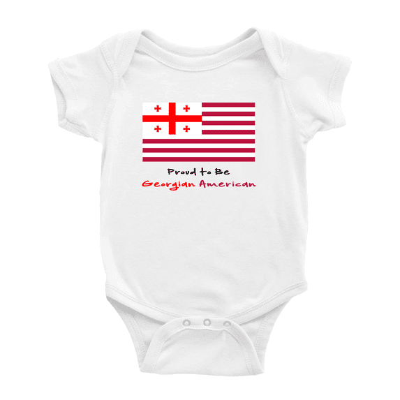 Proud to Be Georgian American Flag Baby Romper Bodysuit For Boy Girl (White, 6-12 Months)