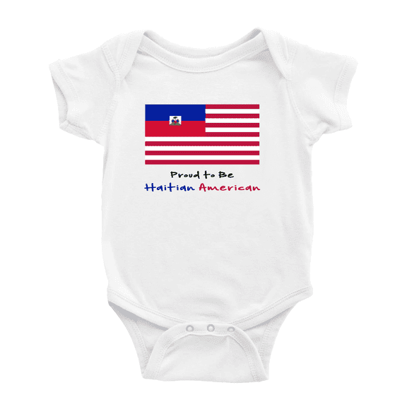 Proud to Be Haitian American Flag Baby Bodysuit Newborn Clothes Outfits (White, 12-18 Months)