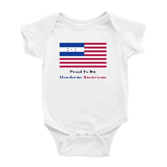 Proud to Be Honduran American Flag Cute Baby Bodysuit Romper (White, 3-6 Months)