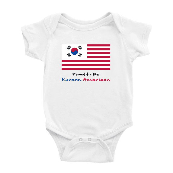 Proud to Be Korean American Flag Baby Bodysuit Newborn Clothes Outfits (White, 6-12 Months)