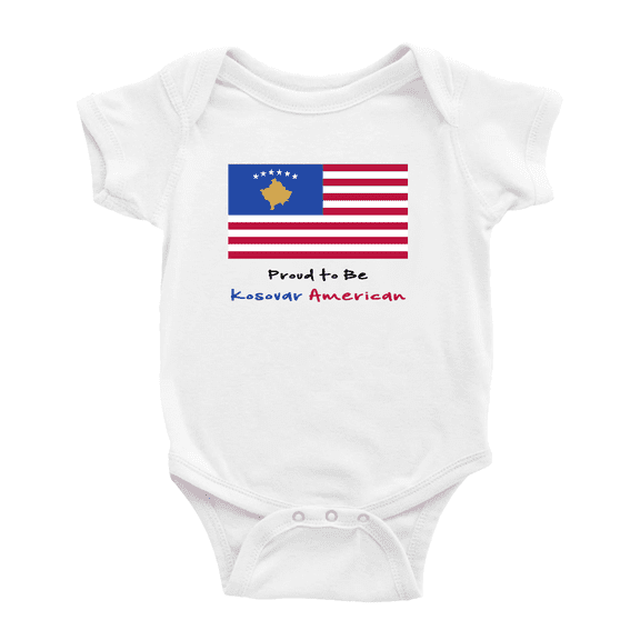 Proud to Be Kosovar American Flag Baby Bodysuit Newborn Clothes Outfits (White, 6-12 Months)