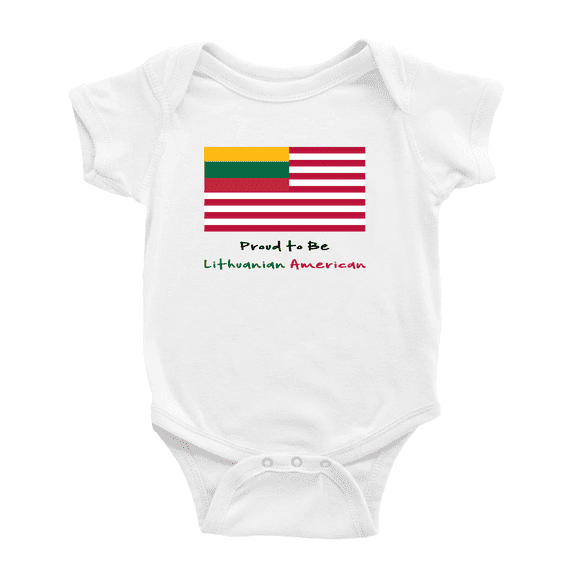 Proud to Be Lithuanian American Flag Cute Baby Rompers Baby Bodysuit (White, 0-3 Months)