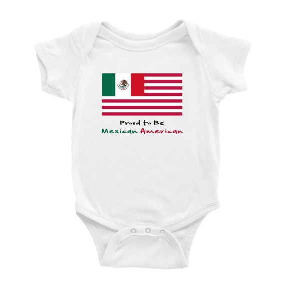 Proud to Be Mexican American Flag Cute Baby Clothes For Boy Girl (White, 3-6 Months)