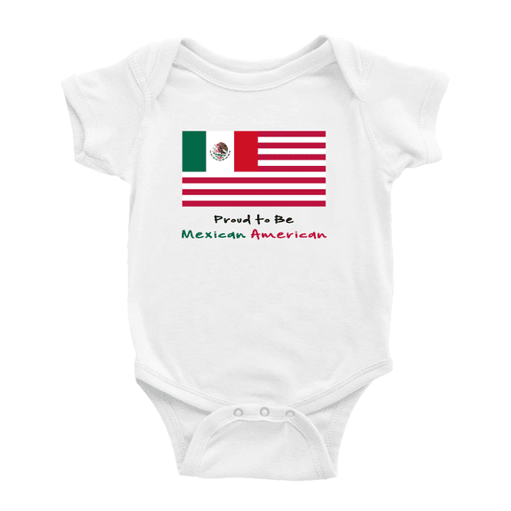 Proud to Be Mexican American Flag Cute Baby Clothes For Boy Girl (White, 6-12 Months)