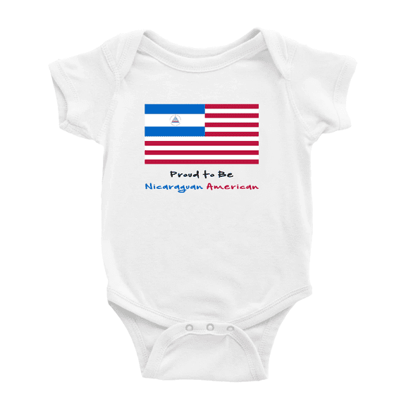 Proud to Be Nicaraguan American Flag Cute Baby Rompers Baby Bodysuit (White, 18-24 Months)