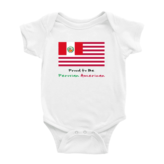 Proud to Be Peruvian American Flag Cute Baby Jumpsuits (White, 6-12 Months)