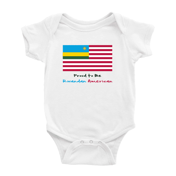 Proud to Be Rwandan American Flag Baby Rompers Baby Bodysuit (White, 12-18 Months)