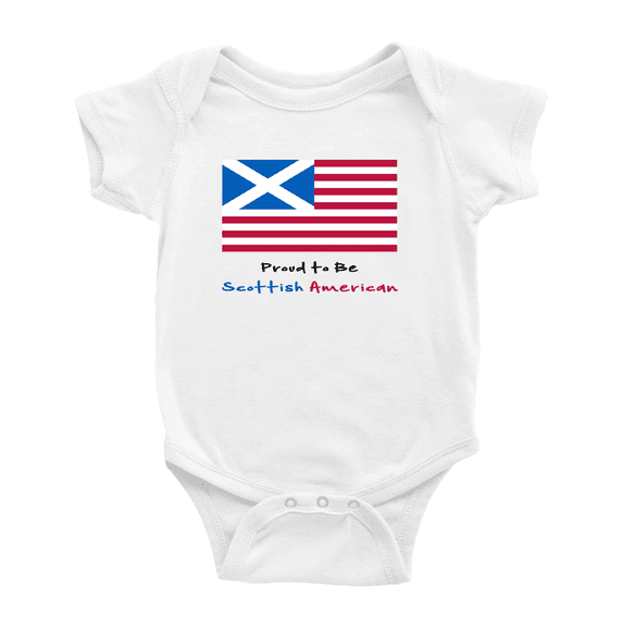 Proud to Be Scottish American Flag Cute Baby Bodysuit Romper (White, 6-12 Months)