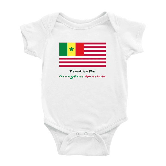 Proud to Be Senegalese American Flag Baby Bodysuits Newborn Clothes (White, 0-3 Months)