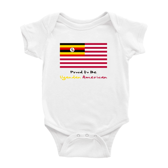 Proud to Be Ugandan American Flag Baby Bodysuit Newborn Clothes Outfits (White, 6-12 Months)