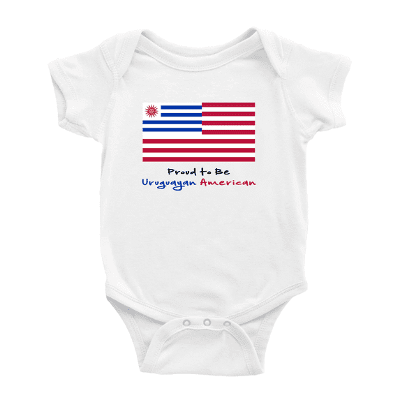 Proud to Be Uruguayan American Flag Cute Baby Bodysuit (White, 0-3 Months)