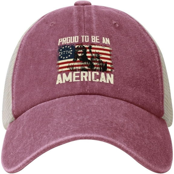 Proud to Be an American mesh Cap 4th of July Denim Baseball hat