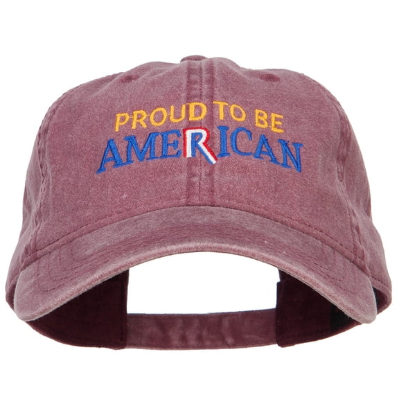 Proud to be American Embroidered Washed Cap - Maroon OSFM